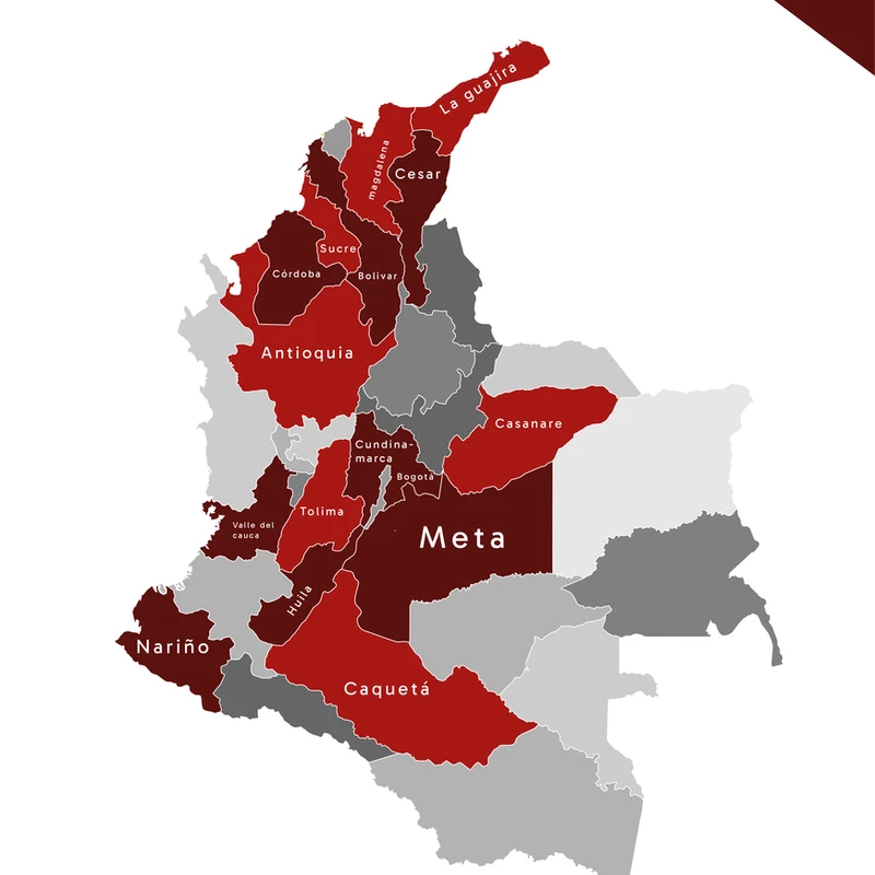 Mapa de presencia AHO Constructora en Colombia